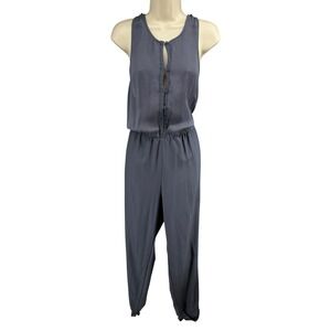 Free‎ People Angelica Romper Storm Blue Button Front Harem Jumpsuit M NWT